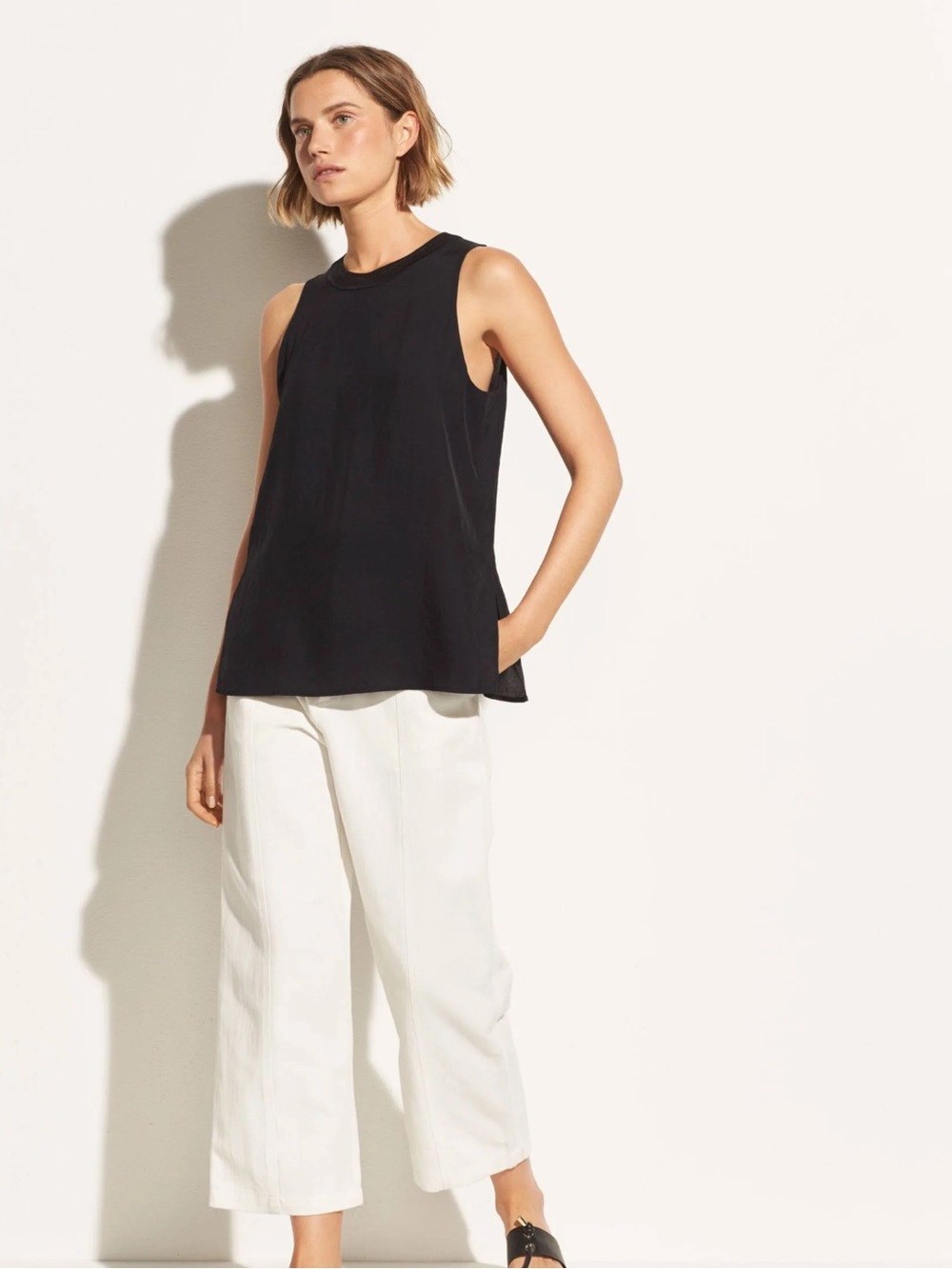 Vince Rib Trim Silk Tank